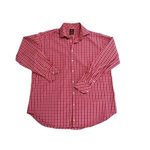 Tailor Byrd Men’s Long Sleeve Button Down in Size XXL Color Pink Red Checkered